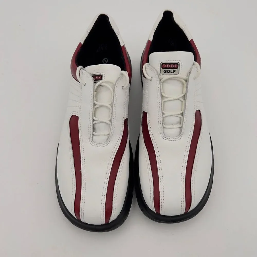 ECCO Receptor White Leather Red Strip Receptor Golf Shoes Womens Size 42 11/11.5